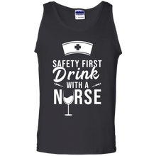 Load image into Gallery viewer, Safety First Drink With A Nurse Shirt St Patricks Day Tank Top