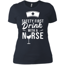 Load image into Gallery viewer, Safety First Drink With A Nurse Shirt St Patricks Day Ladies' Boyfriend