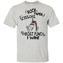 Load image into Gallery viewer, Rock paper scissors throat punch I win shirt t shirt