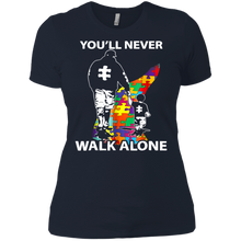 Load image into Gallery viewer, Daddy Autism Shirt You&#39;ll Never Walk Alone Ladies&#39; Boyfriend