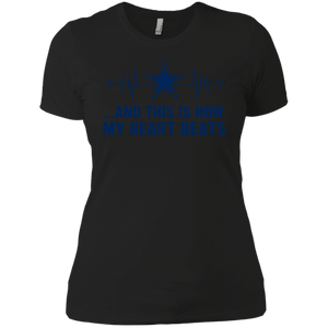 Dallas cowboy Shirt - football fan heart beats graphic tee Ladies' Boyfriend