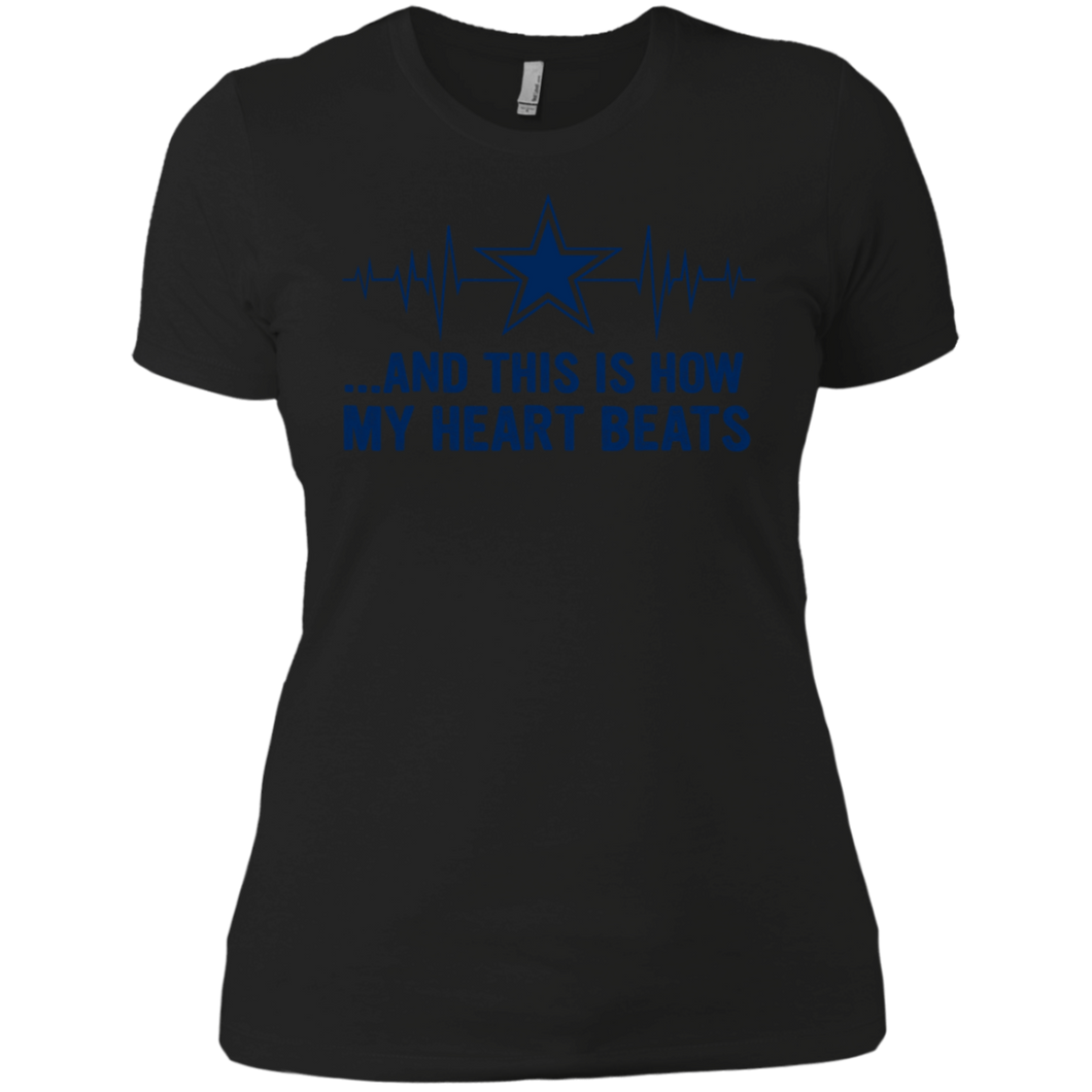 Dallas cowboy Shirt - football fan heart beats graphic tee Ladies' Boyfriend