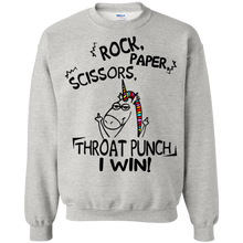 Load image into Gallery viewer, Rock paper scissors throat punch I win shirt Sweatshirt