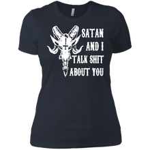 Load image into Gallery viewer, Satan and I talk shit about you shirt Ladies' Boyfriend
