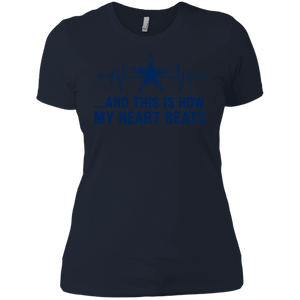 Dallas cowboy Shirt - football fan heart beats graphic tee Ladies' Boyfriend