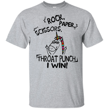 Load image into Gallery viewer, Rock paper scissors throat punch I win shirt t shirt