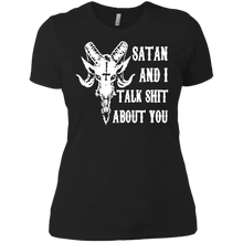 Load image into Gallery viewer, Satan and I talk shit about you shirt Ladies' Boyfriend