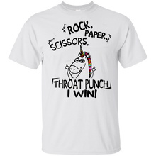 Load image into Gallery viewer, Rock paper scissors throat punch I win shirt t shirt